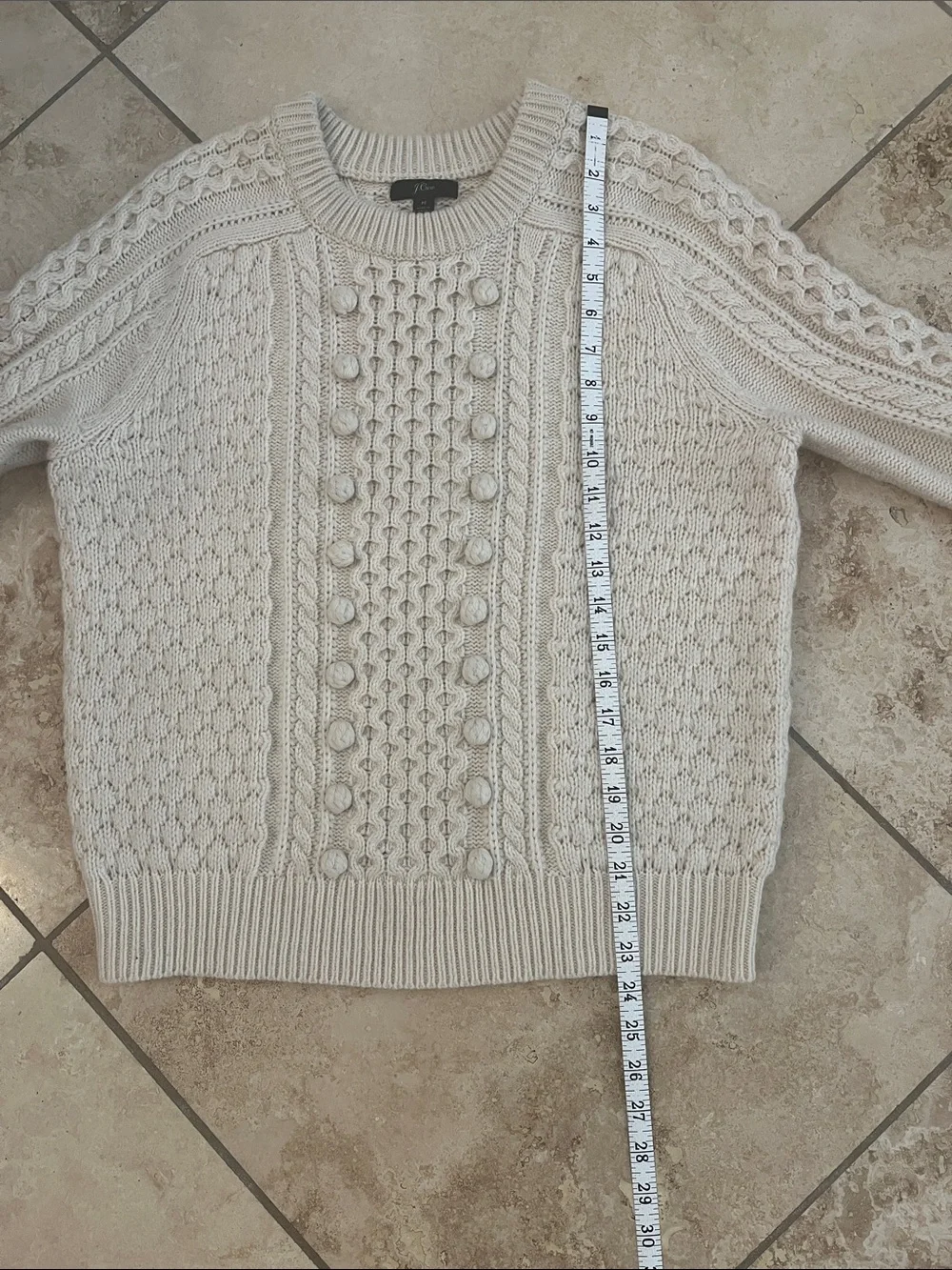 J. Crew Cream Cable-Knit Crew Sweater M